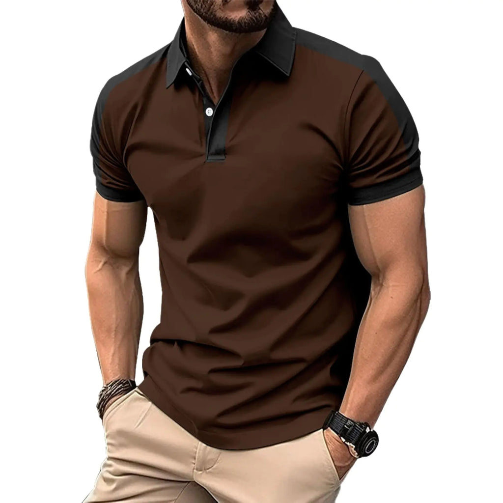 Mens Casual Polo Shirts Classic Short Sleeve Golf Shirt Fashion Button Cotton Top with Pocket