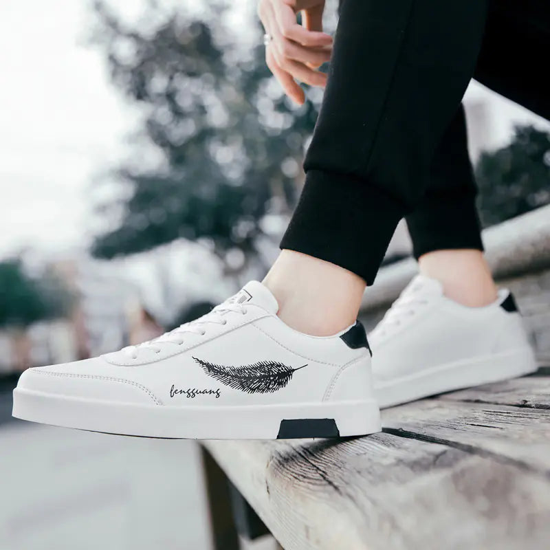 Men's Running Sneakers, Casual Feather Shoes, White Sneakers