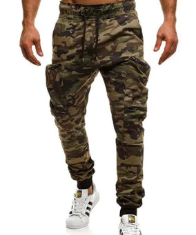 Slim-fit Camouflage Mid-waist Sports Trousers
