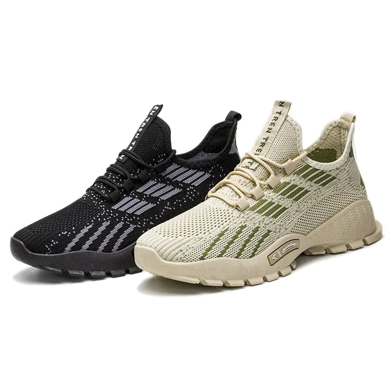 Summer Men's Athletic Sneakers - Breathable Knit Casual Shoes