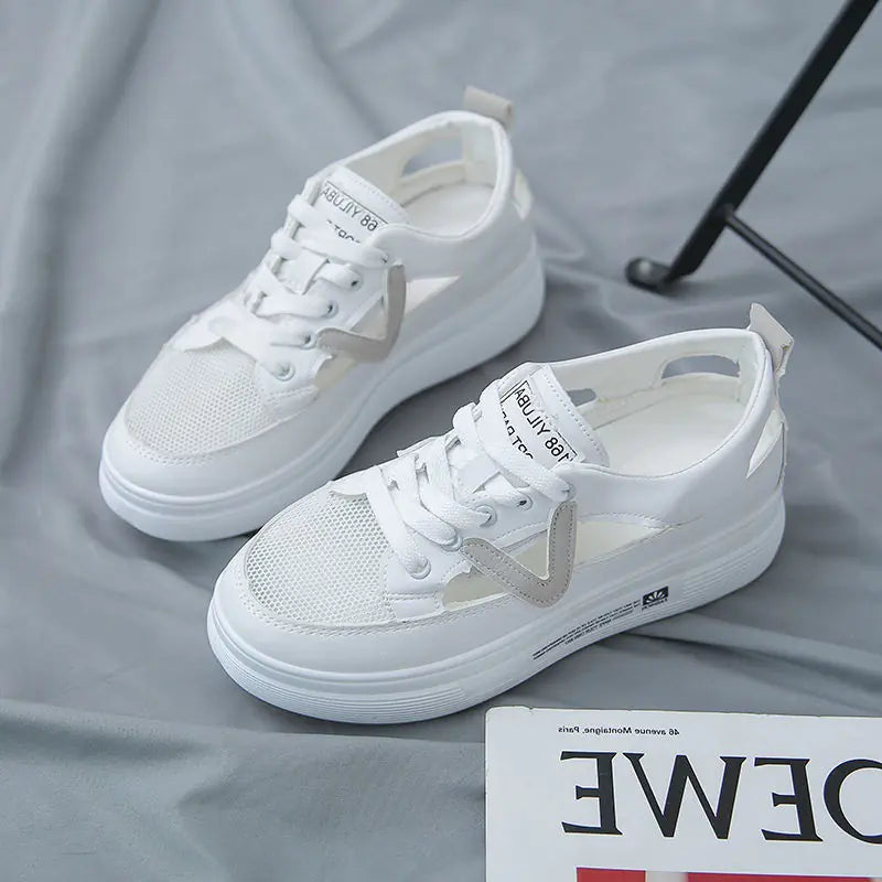 Thick-soled White Women's Casual Sports Shoes