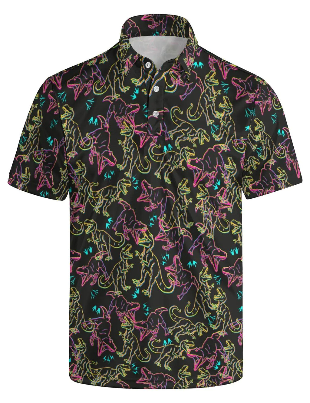 MSCPZH Mens Golf Shirts Dinosaur Golf Polo Shirts for Men Short Sleeve Polo Shirts Golf Mens Polo