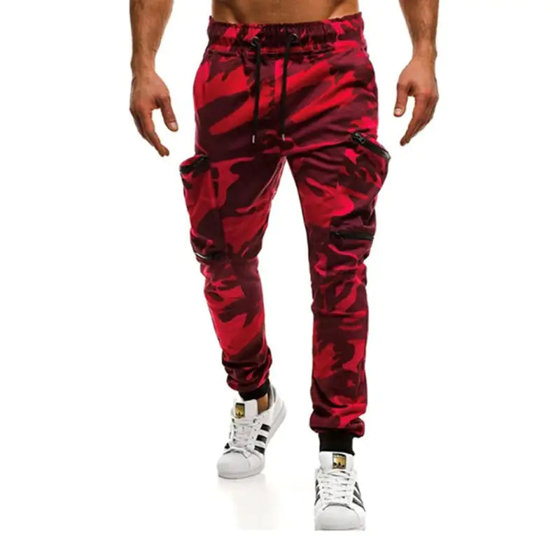 Slim-fit Camouflage Mid-waist Sports Trousers