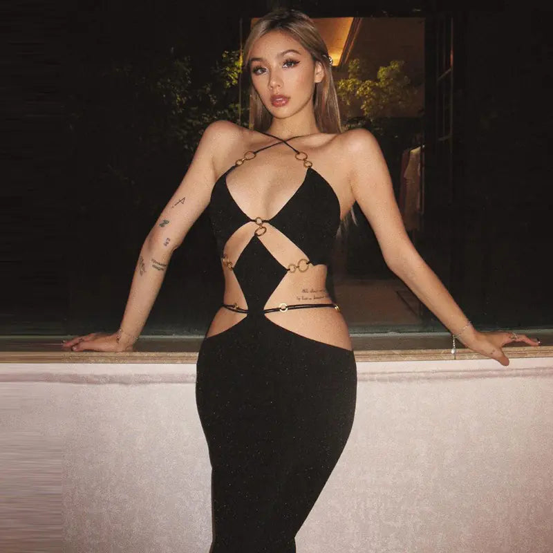 2023 Summer Women's Sexy Backless Halter Dress