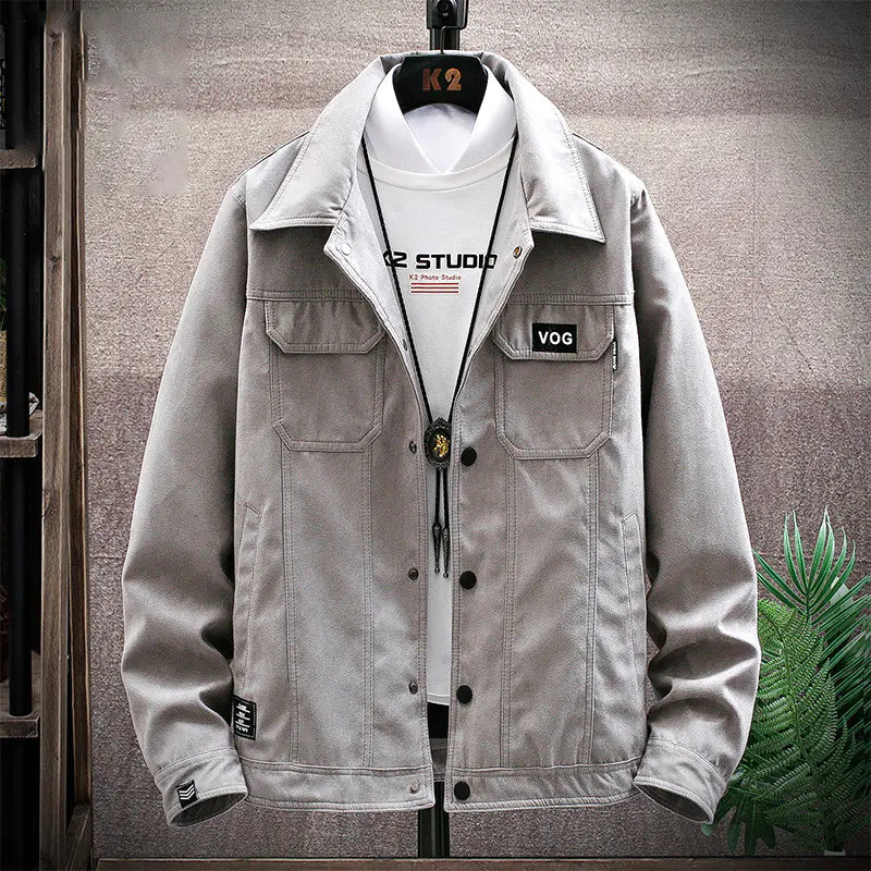 Men's Spring Work Jacket, Denim Coat, Korean Style