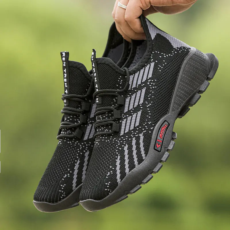 Summer Men's Athletic Sneakers - Breathable Knit Casual Shoes