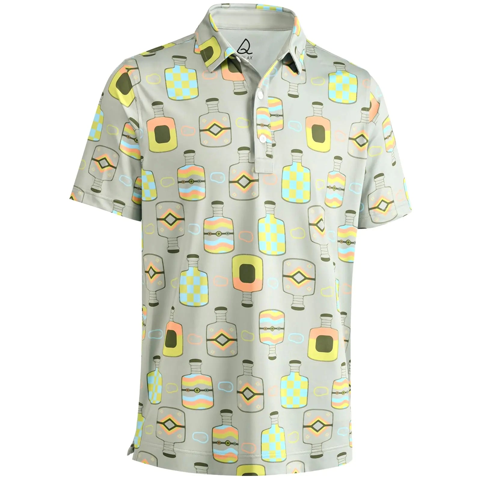 DEOLAX Mens Polo Shirts Moisture Wicking Dry Fit Performance Mens Golf Shirt Regular Fit Fashion Print Short Sleeve Polo