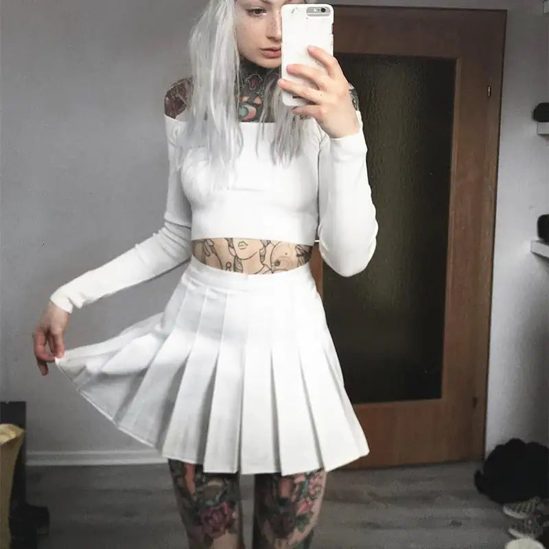 High Waist A-Line Pleated Skirt for Women