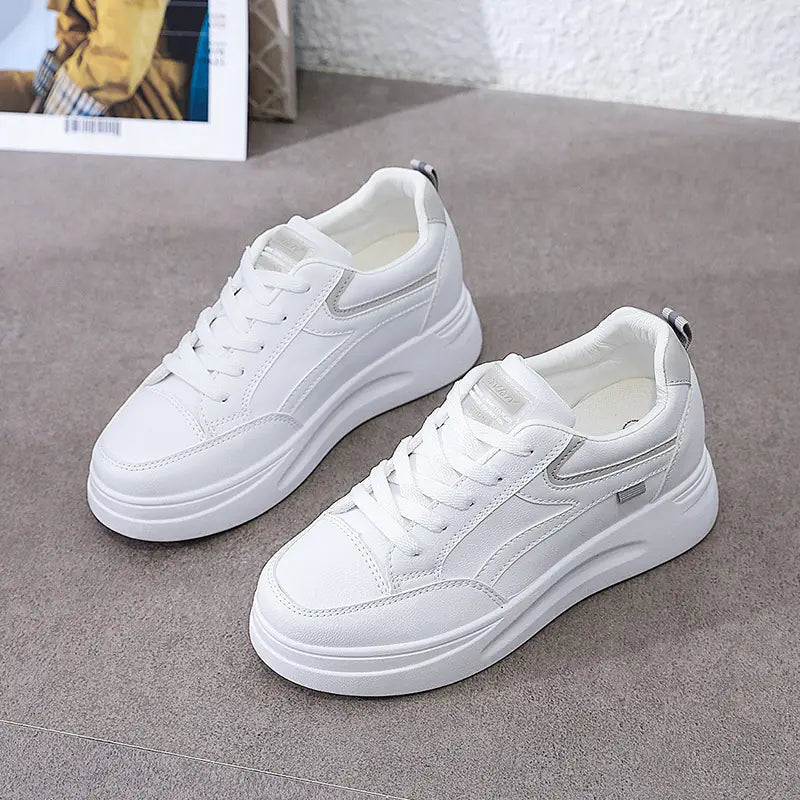 Women's Waterproof Thick-Soled White Sneakers