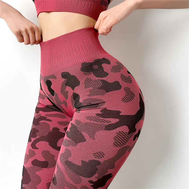 High-Waist Camouflage Seamless Hip-Lifting Fitness Pants