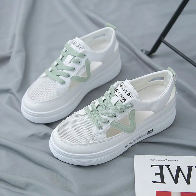 Thick-soled White Women's Casual Sports Shoes