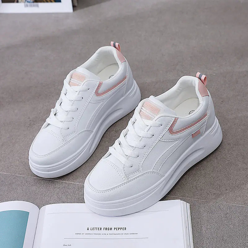 Women's Waterproof Thick-Soled White Sneakers