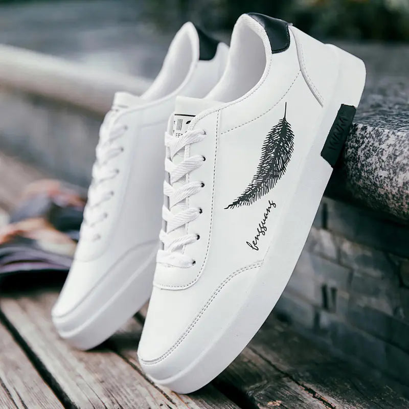 Men's Running Sneakers, Casual Feather Shoes, White Sneakers
