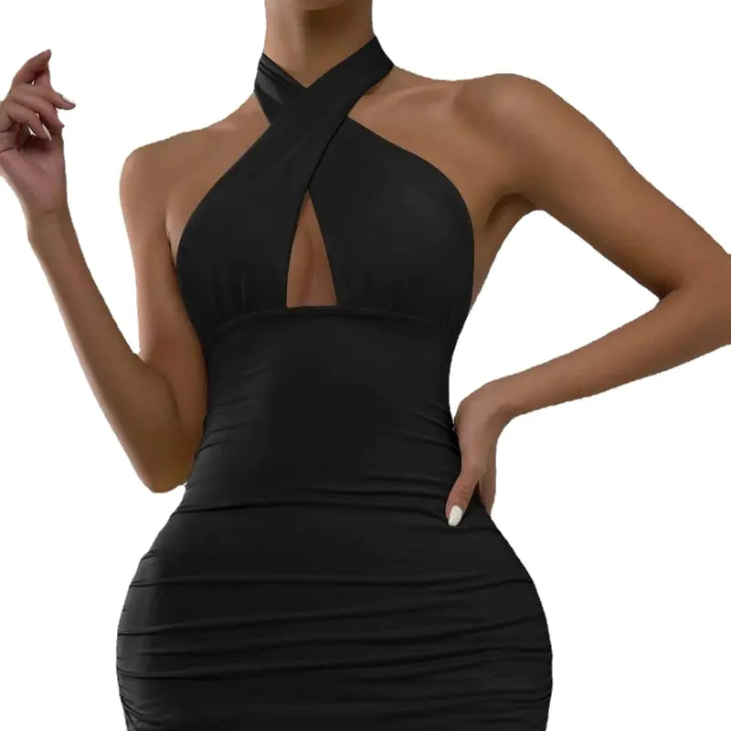 Women's Sexy Backless Halter Neck Dress for Parties