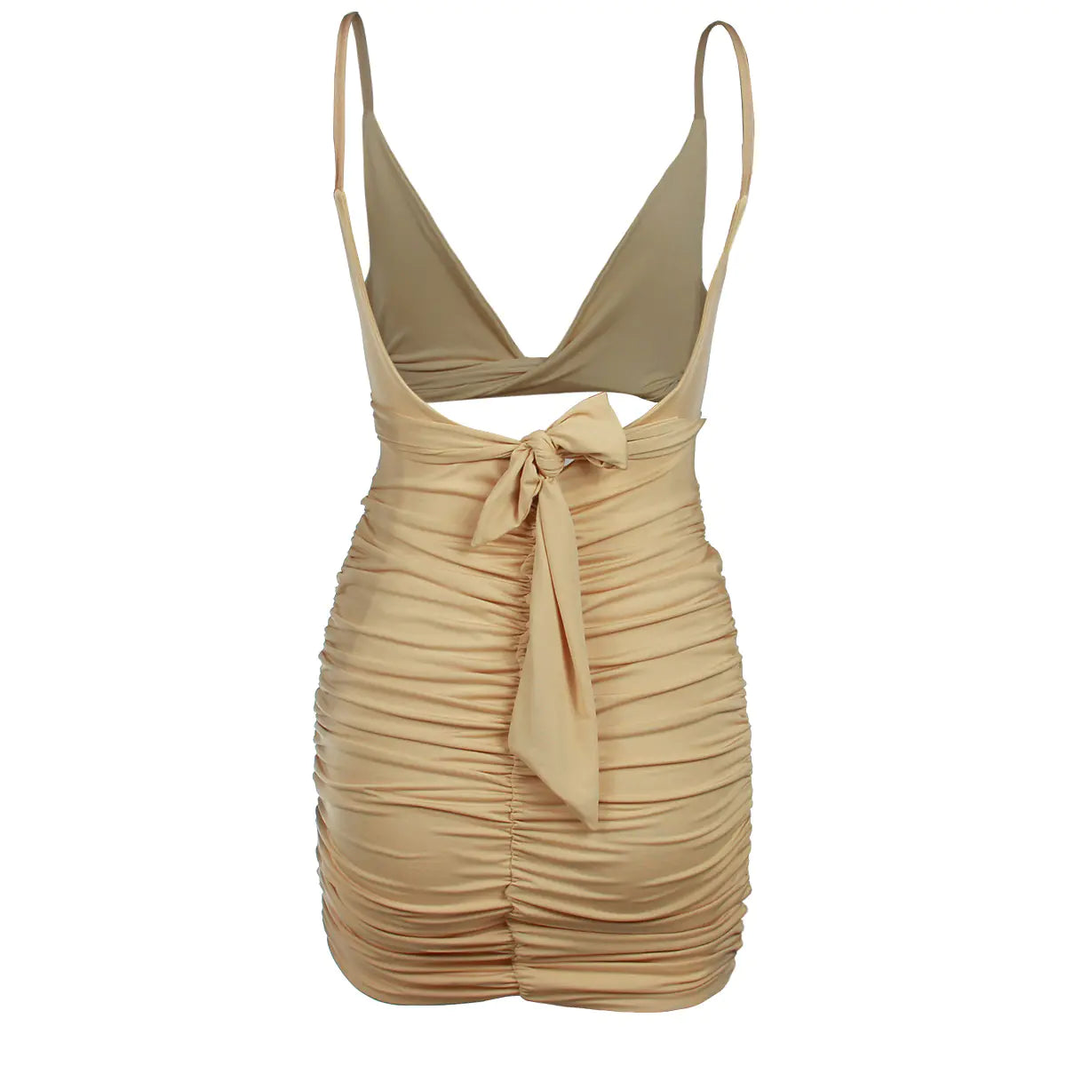 Fashionable Sexy Halter Backless Ruched Dress