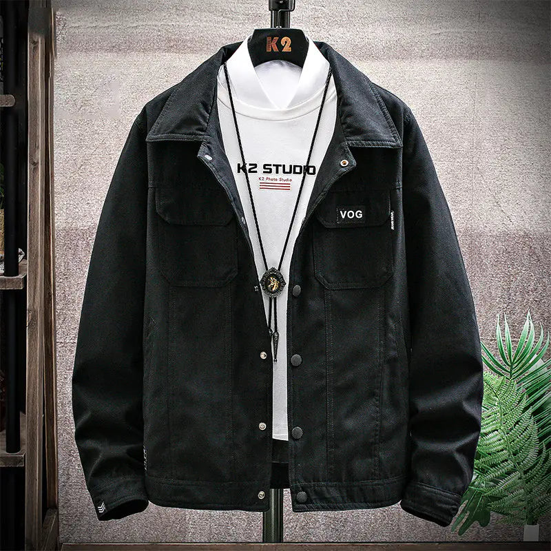 Men's Spring Work Jacket, Denim Coat, Korean Style