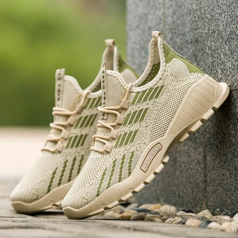 Summer Men's Athletic Sneakers - Breathable Knit Casual Shoes