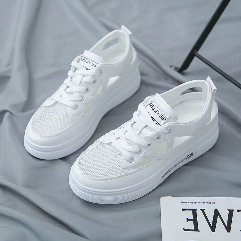 Thick-soled White Women's Casual Sports Shoes
