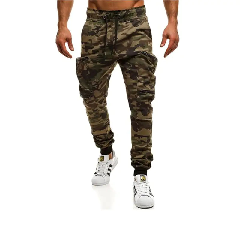 Slim-fit Camouflage Mid-waist Sports Trousers