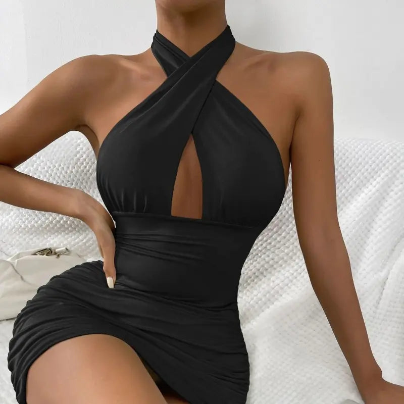 Women's Sexy Backless Halter Neck Dress for Parties