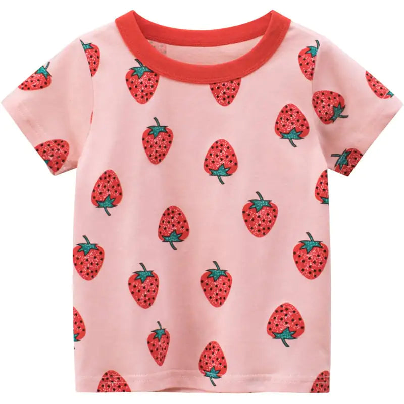Summer New Girls Strawberry Short Sleeve T-shirt
