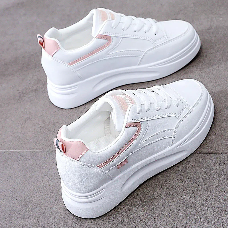 Women's Waterproof Thick-Soled White Sneakers